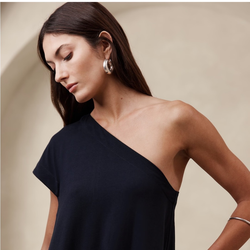 NWT Banana Republic Knit One Shoulder Black Dress Sz Small